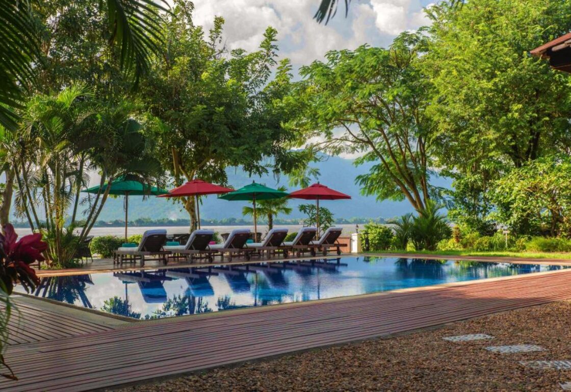 pool overlooking mountains