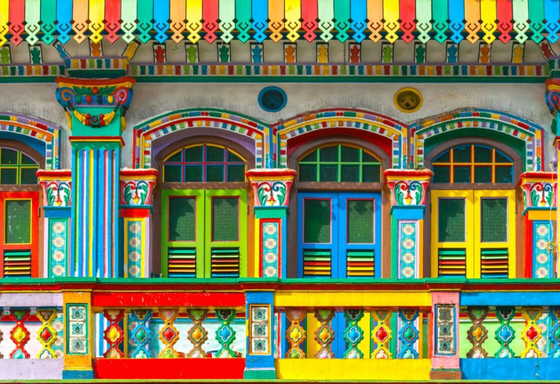 vibrant and colourful front of a building in singa pore little india