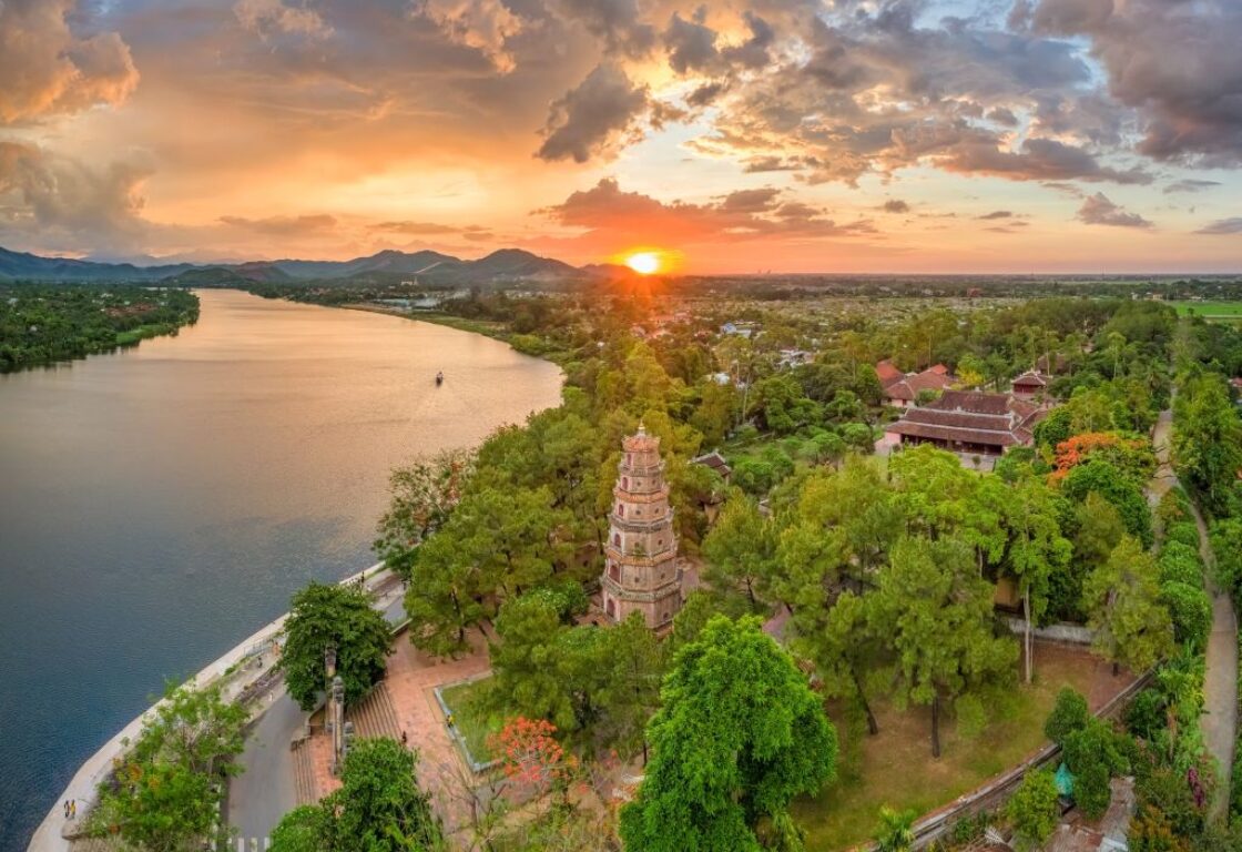 thien mu pagoda on the banks of the perfume river