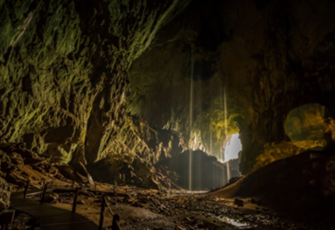 underground dark Mulu Caves in Borneo