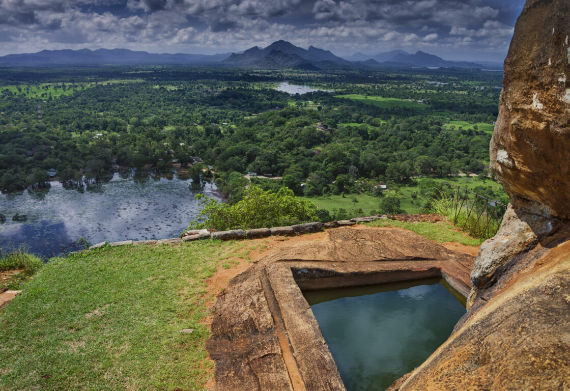 view from the top of the Sigiriya6 Rock in SRi Lanka overlooking the scenery