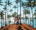 a man holding a woman in arms in the air on a beach hill under palm trees in Sri Lanka