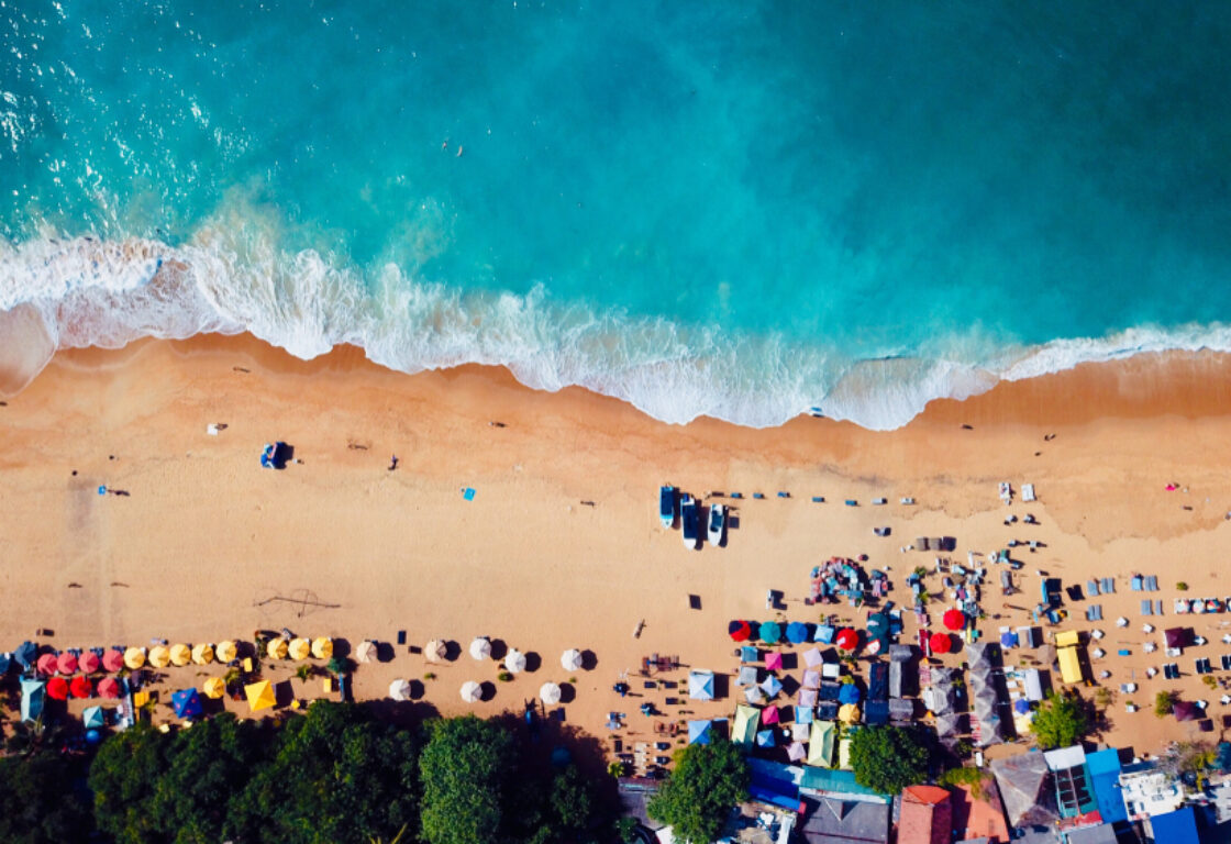 unawatuna beach, Sri Lanka - aerial view of the beach and ocean