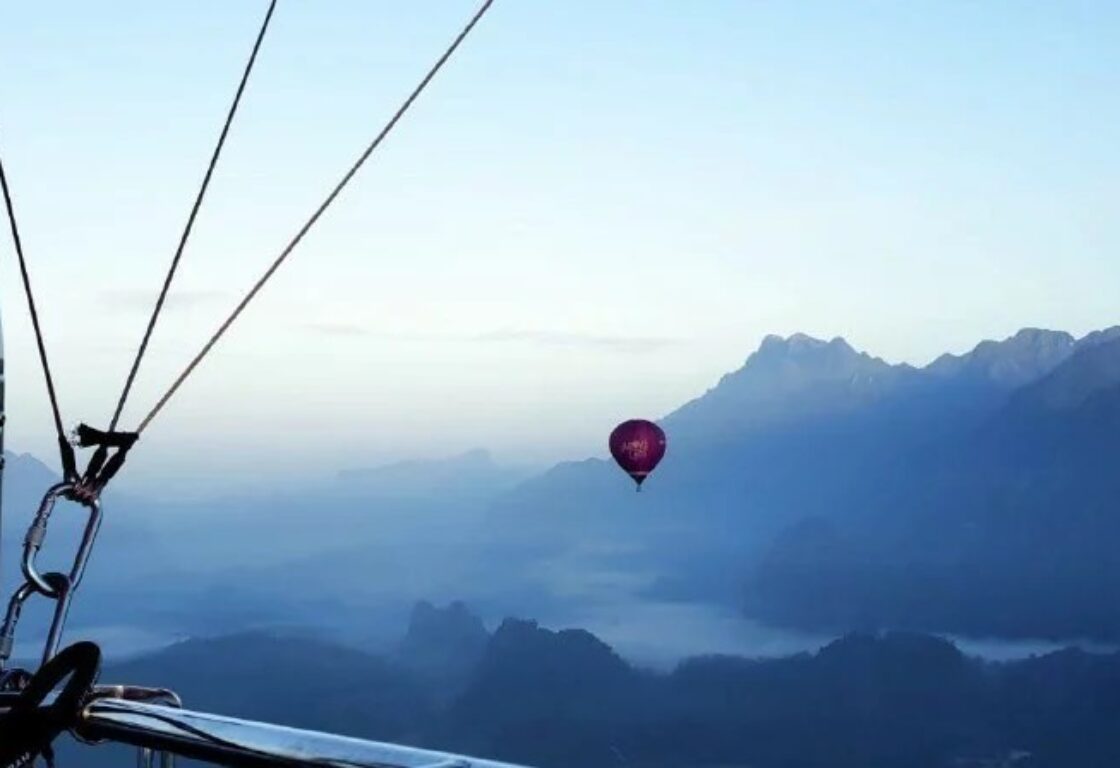 Hot Air Ballon Above Vang Vieng