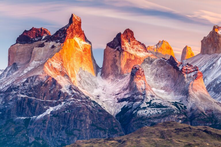 a view of mountains in Torres del Paine National Chile