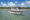 speedboat with brown stripes n the ocean
