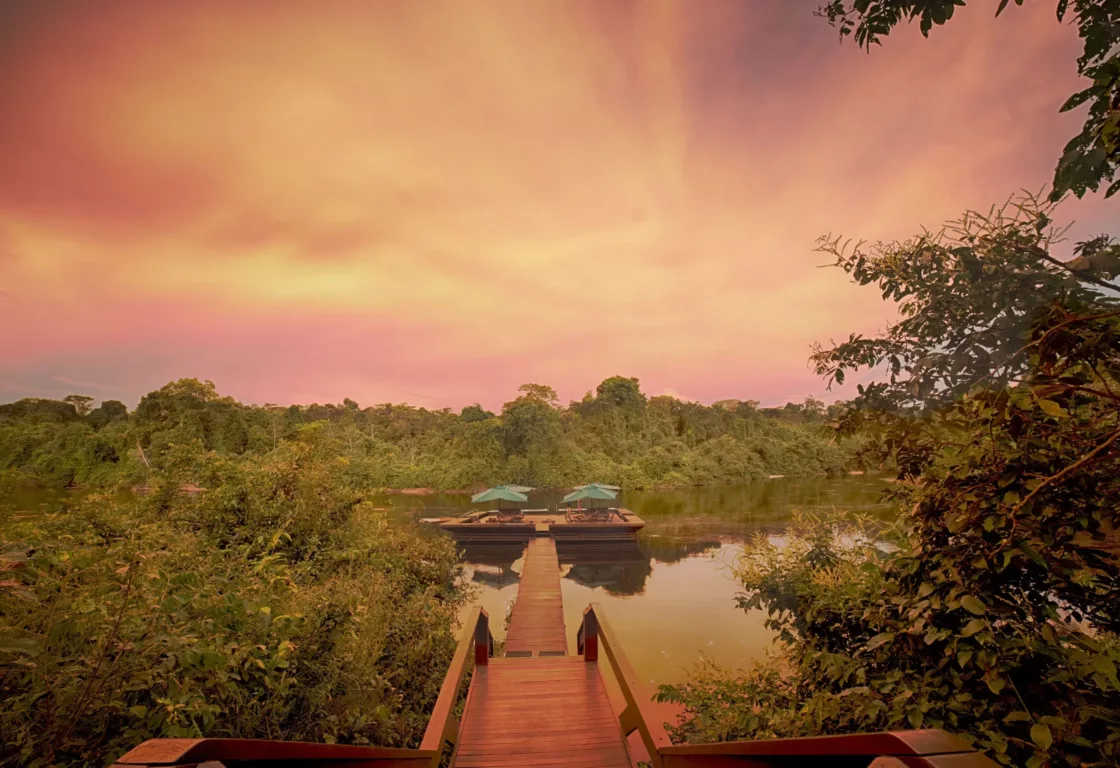 Floating deck on the Cristalino River, Cristalino Lodge, Brazilian Amazon