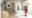 bright bedroom with double bed, a white armchair, wooden wardrobe