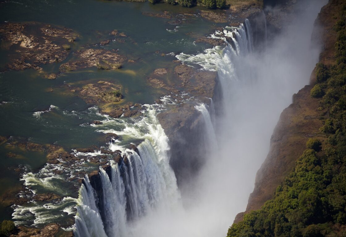 aerial shot of Victoria Falls