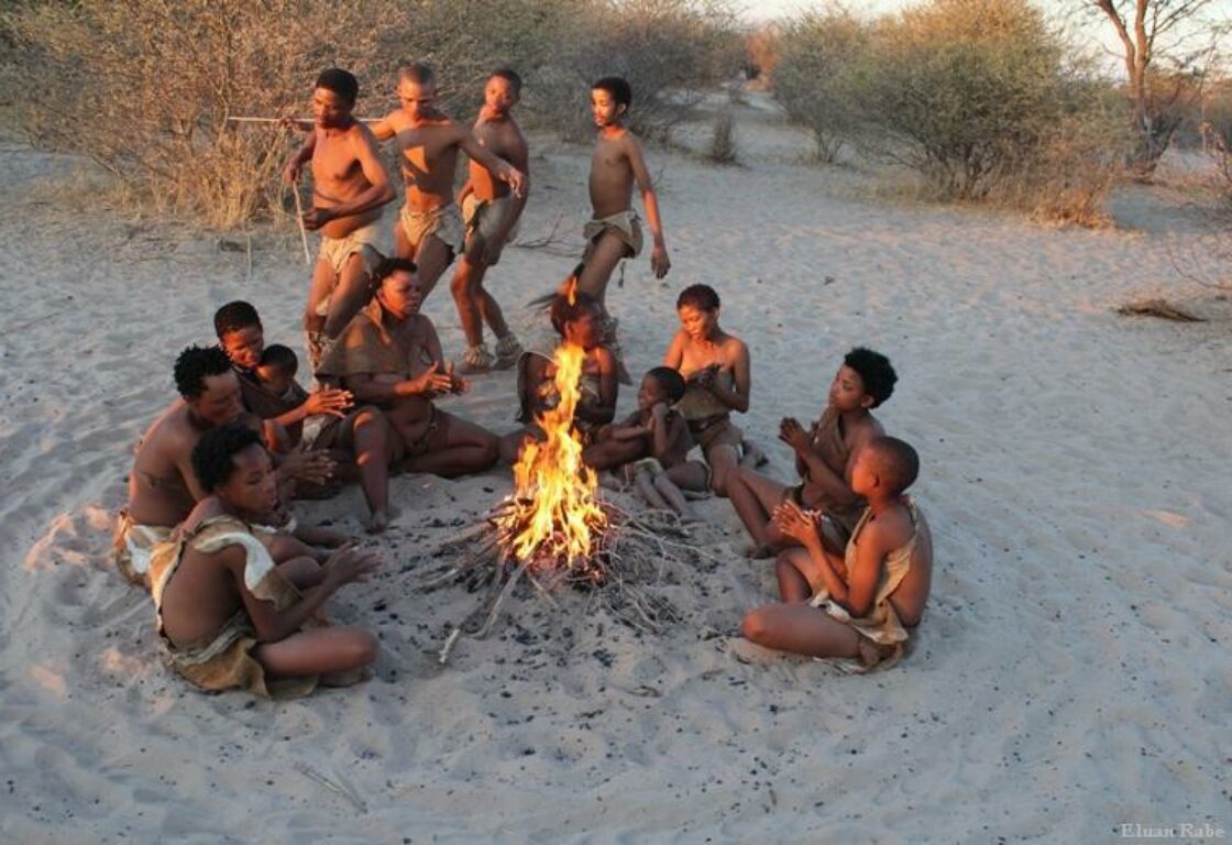 grasslands bushmen dance around a fire