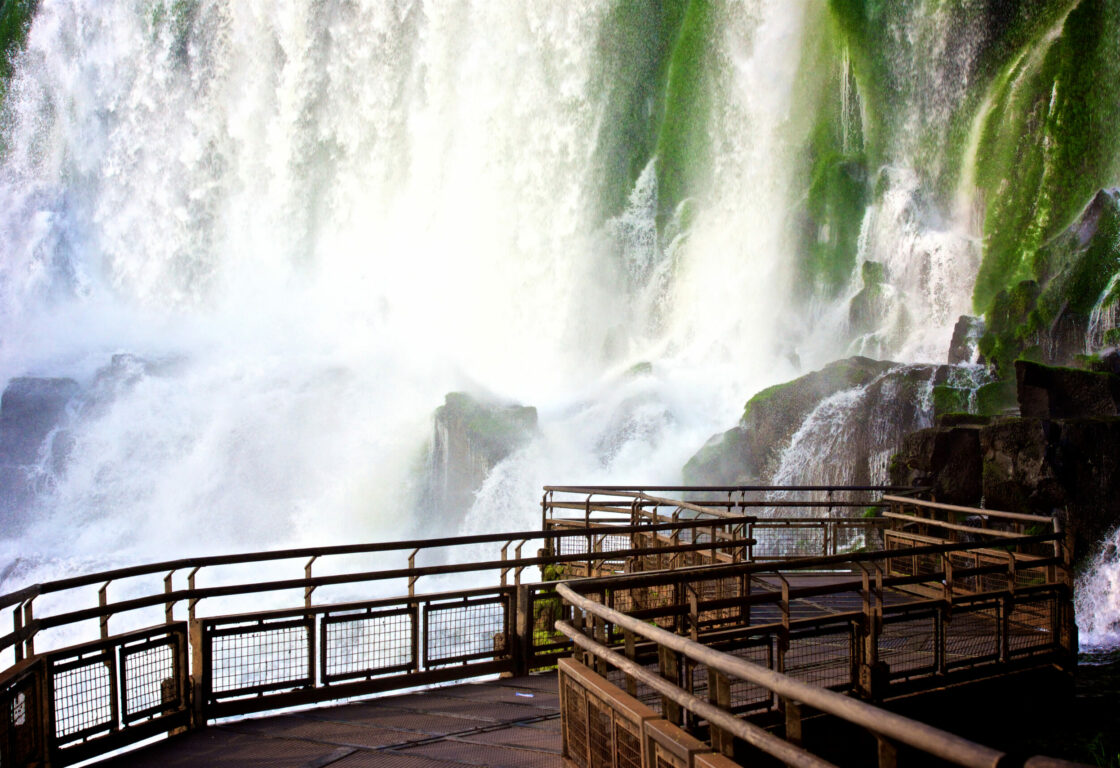Walkway on Iguazu Falls' Lower Circuit, up close to the waterfall