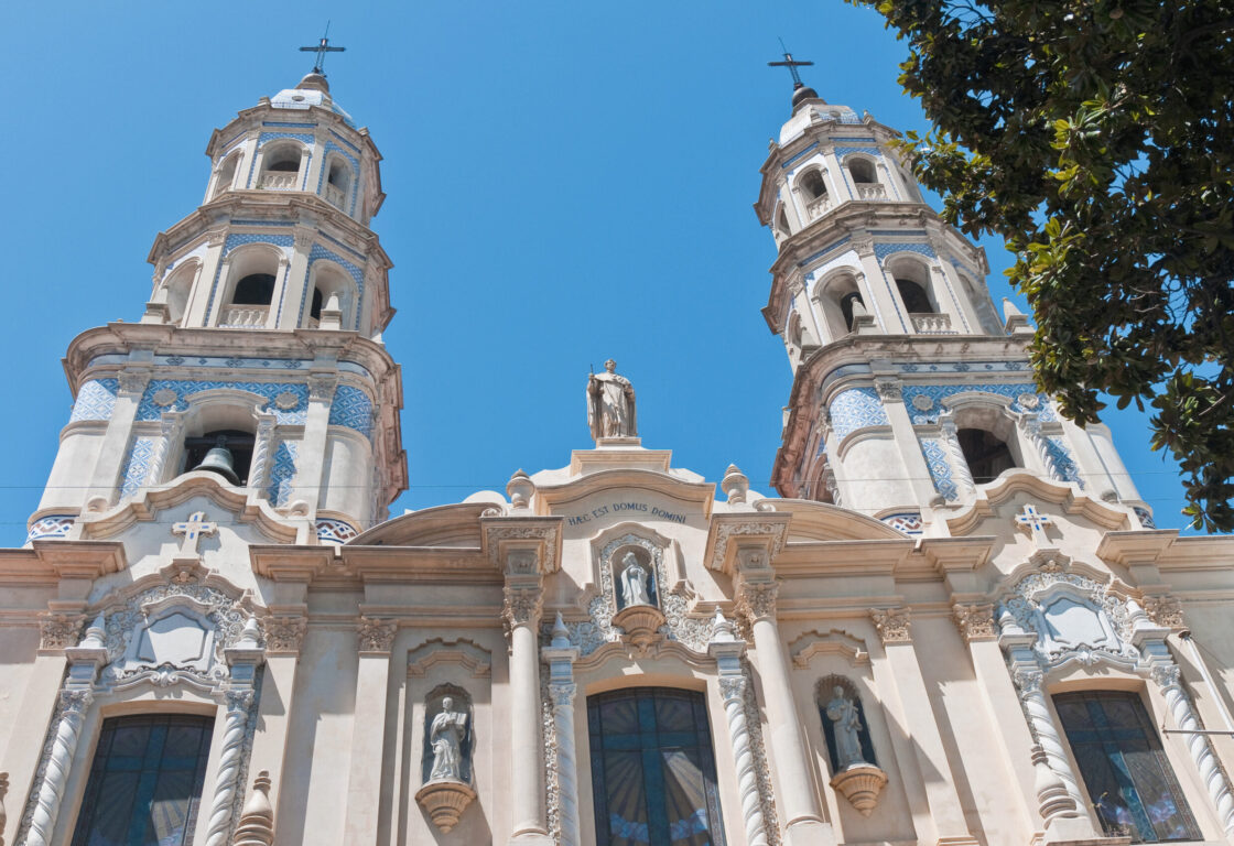 Facade of San Pedro Telmo Church in the San Telmo district of Buenos Aires