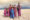Maasai children standing in a group in colourful clothing in Tanzania
