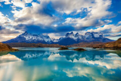 The Torres del Paine National Park sunset view of Lake Pehoe