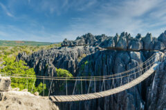 Bridge over a gap at the Tsingy de Bemaraha National Park,