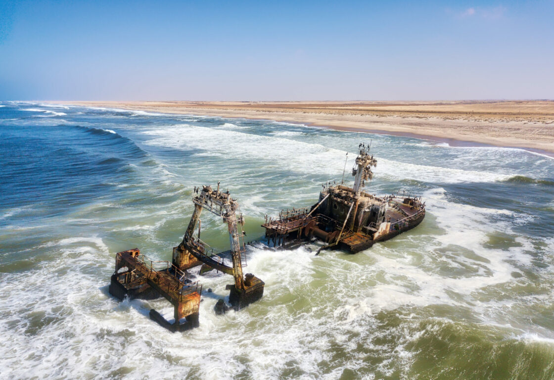Ship Wreck along the Skeleton Coast in Western Namibia