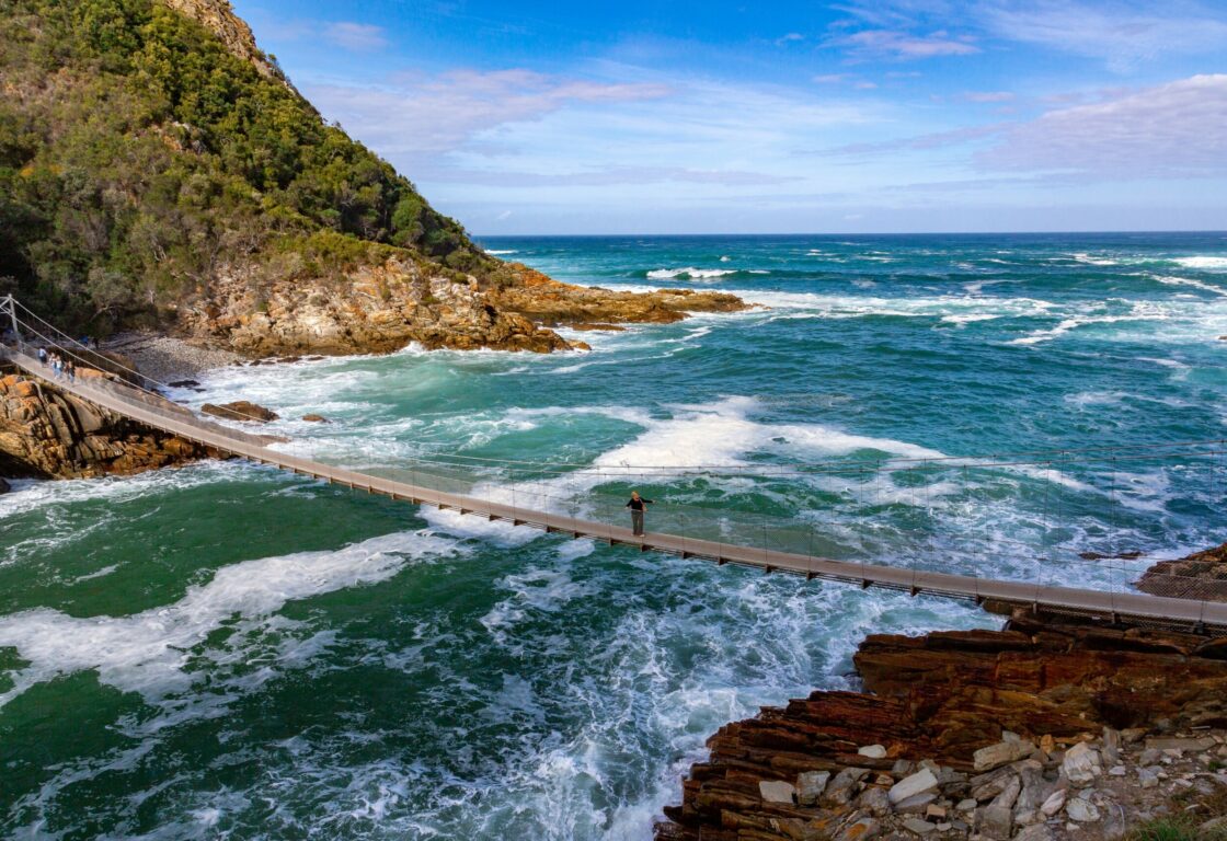 Suspension walking bridge at TsitsiKamma national park at the Garden Route - South Africa