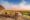 Three wooden canvas deck chairs on a hardwood viewing deck beside a thatched stone lodge building, facing directly out over the winding Mara River and the golden Serengeti plains under a dramatic dusty rose and blue atmospheric sky