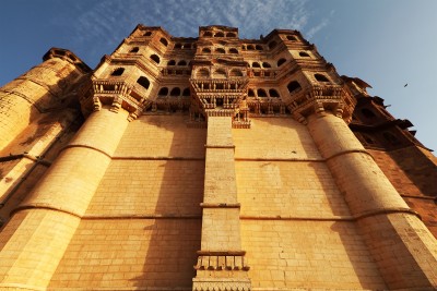 The tower walls of the Mehrangarh Fort