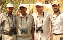 Karan and the expert naturalist team at Flame of the Forest