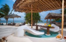 Cool surfboard table at Waterlovers, Diani Beach