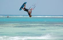 Kite-surfing at Waterlovers, Diani Beach