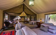 The interior of the huge family tents at Machaba